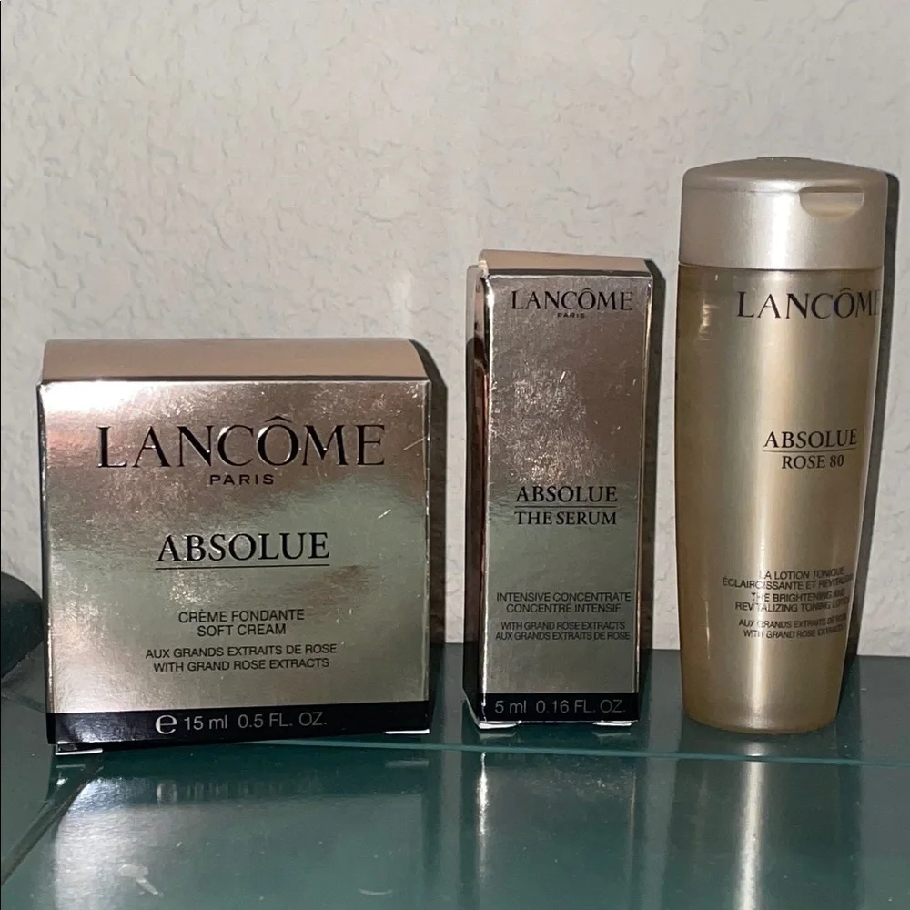 New Lancome Paris Absolue Sample Travel Trial Cream Toning Lotion and Serum